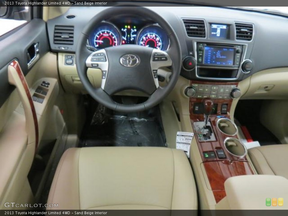 Sand Beige Interior Dashboard for the 2013 Toyota Highlander Limited 4WD #75779267