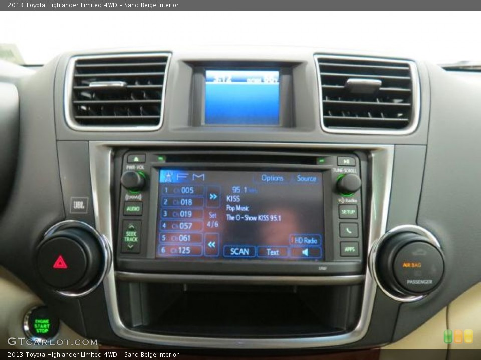 Sand Beige Interior Controls for the 2013 Toyota Highlander Limited 4WD #75779351