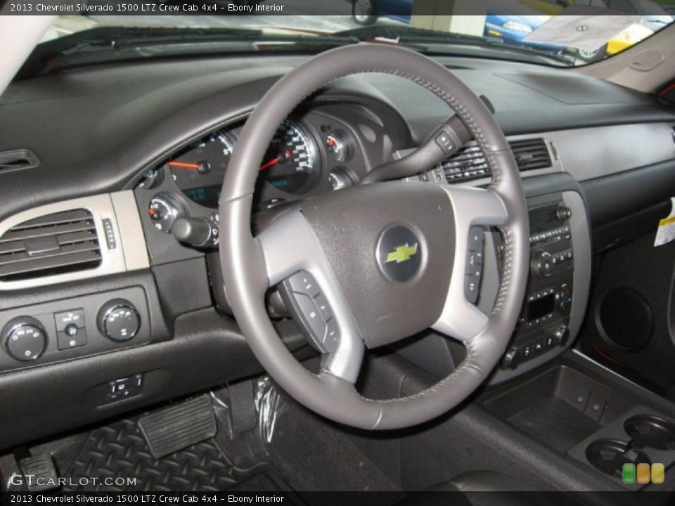 Ebony Interior Steering Wheel for the 2013 Chevrolet Silverado 1500 LTZ Crew Cab 4x4 #75791245