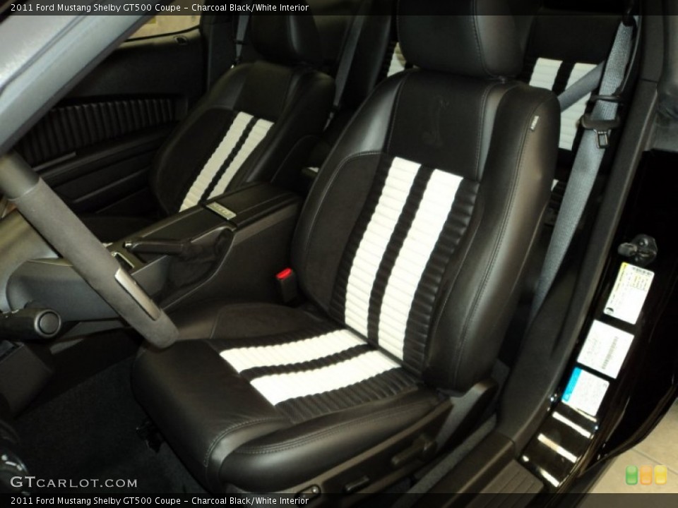Charcoal Black/White Interior Front Seat for the 2011 Ford Mustang Shelby GT500 Coupe #75804281