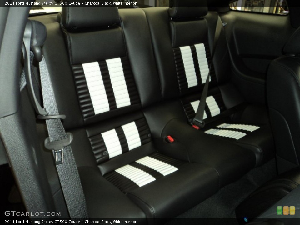 Charcoal Black/White Interior Rear Seat for the 2011 Ford Mustang Shelby GT500 Coupe #75804367