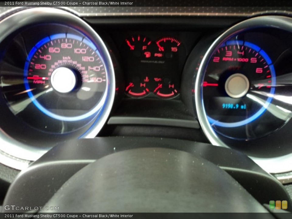 Charcoal Black/White Interior Gauges for the 2011 Ford Mustang Shelby GT500 Coupe #75804622