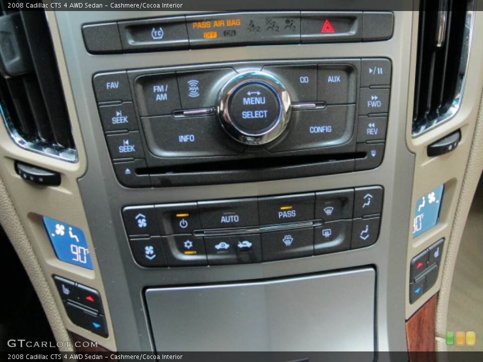 Cashmere/Cocoa Interior Controls for the 2008 Cadillac CTS 4 AWD Sedan #75809974