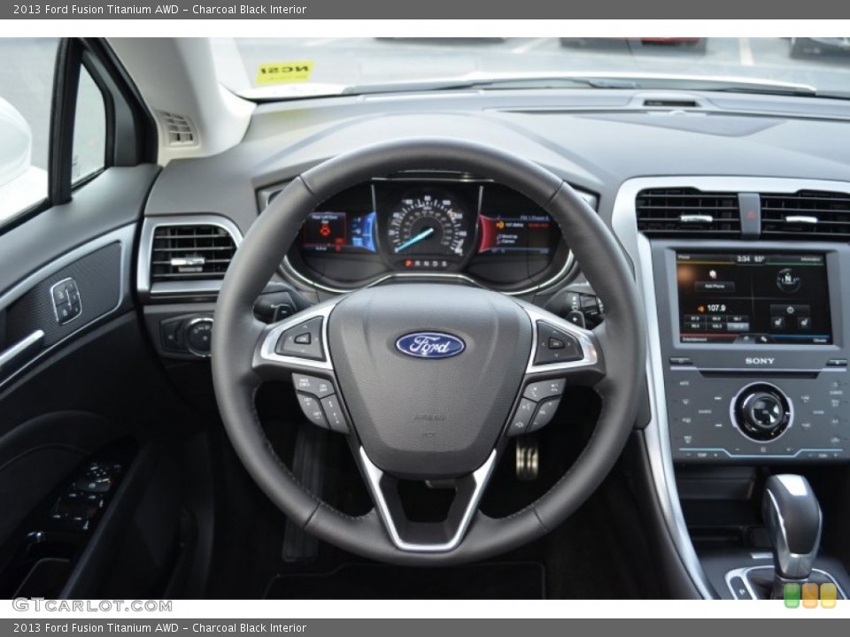 Charcoal Black Interior Steering Wheel for the 2013 Ford Fusion Titanium AWD #75821744