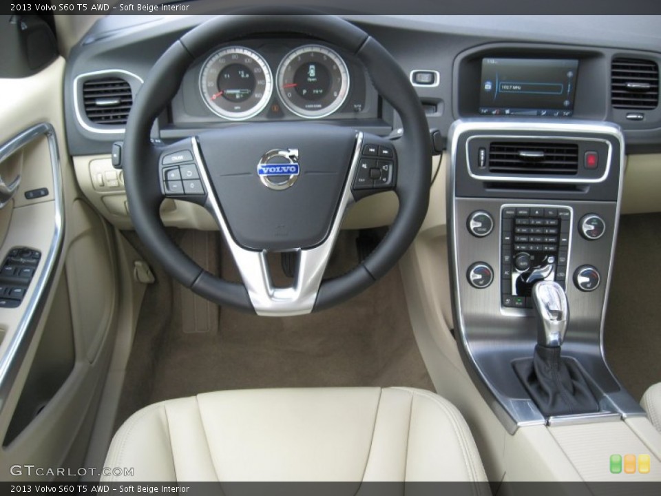 Soft Beige Interior Dashboard for the 2013 Volvo S60 T5 AWD #75828899