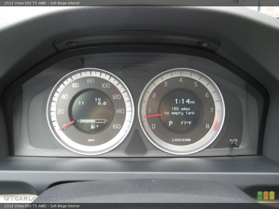 Soft Beige Interior Gauges for the 2013 Volvo S60 T5 AWD #75829024