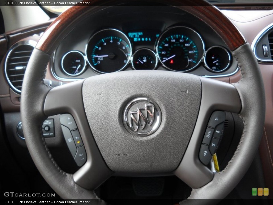 Cocoa Leather Interior Steering Wheel for the 2013 Buick Enclave Leather #75840823
