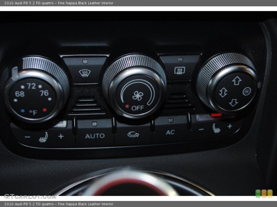 Fine Nappa Black Leather Interior Controls for the 2010 Audi R8 5.2 FSI quattro #75854296