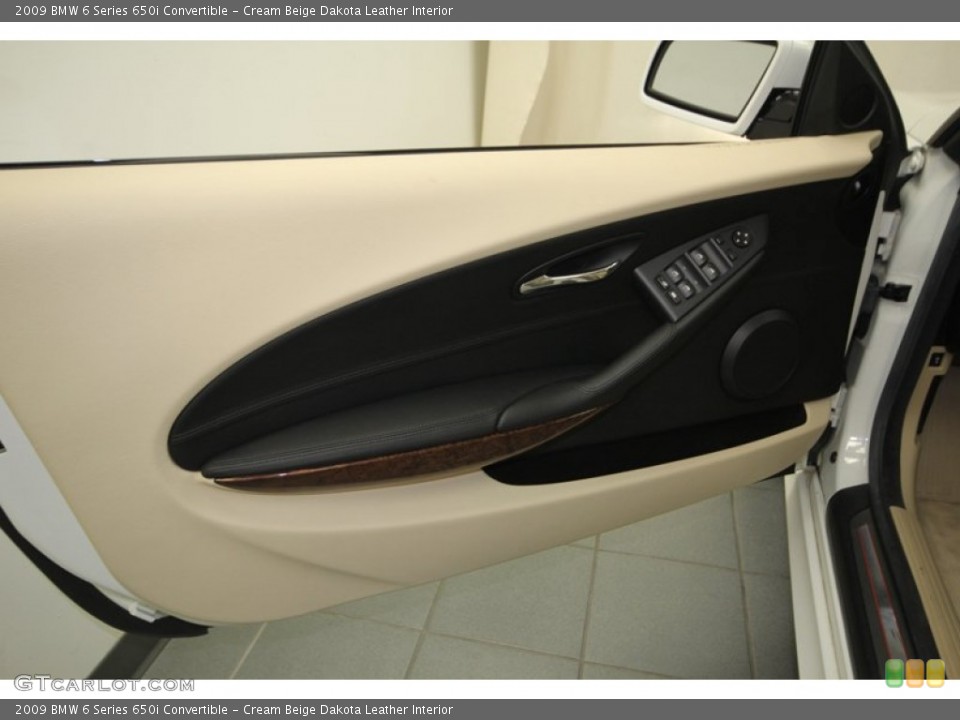 Cream Beige Dakota Leather Interior Door Panel for the 2009 BMW 6 Series 650i Convertible #75861115