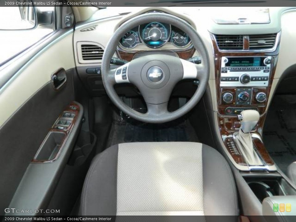 Cocoa/Cashmere Interior Dashboard for the 2009 Chevrolet Malibu LS Sedan #75867979