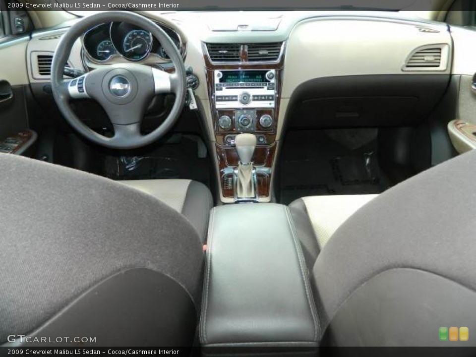 Cocoa/Cashmere Interior Dashboard for the 2009 Chevrolet Malibu LS Sedan #75867985