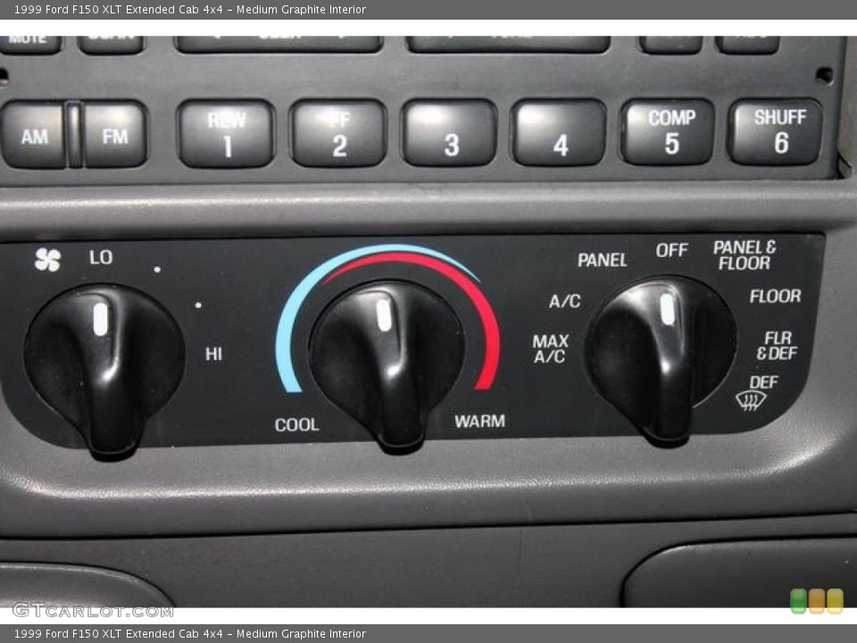 Medium Graphite Interior Controls for the 1999 Ford F150 XLT Extended Cab 4x4 #75894453
