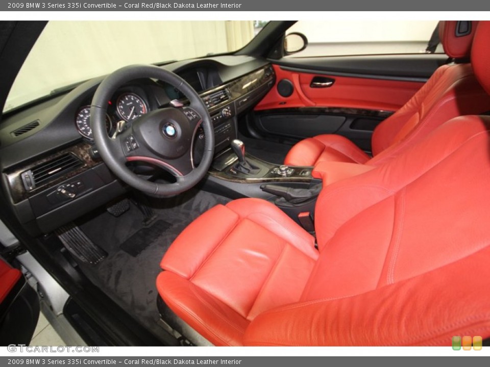 Coral Red/Black Dakota Leather Interior Prime Interior for the 2009 BMW 3 Series 335i Convertible #75903209