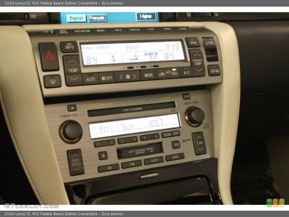 Ecru Interior Controls for the 2009 Lexus SC 430 Pebble Beach Edition Convertible #75912467