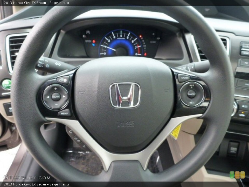 Beige Interior Steering Wheel for the 2013 Honda Civic EX Sedan #75937770