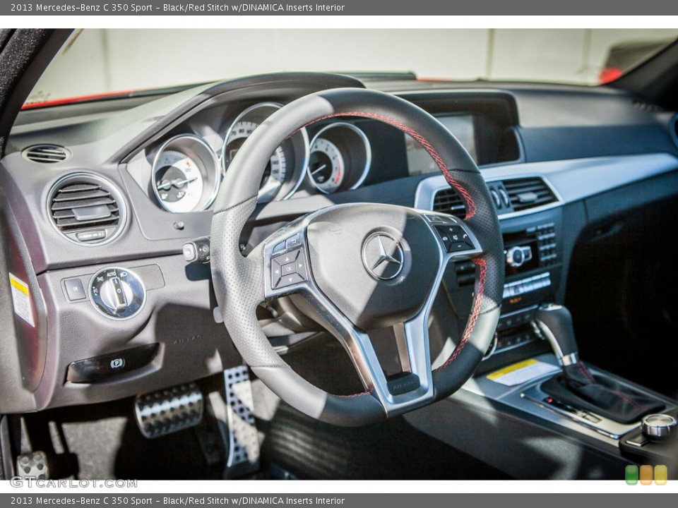 Black/Red Stitch w/DINAMICA Inserts Interior Steering Wheel for the 2013 Mercedes-Benz C 350 Sport #75961290