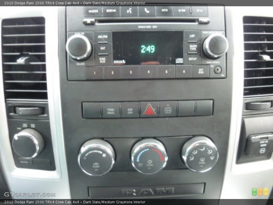 Dark Slate/Medium Graystone Interior Controls for the 2010 Dodge Ram 1500 TRX4 Crew Cab 4x4 #75978334