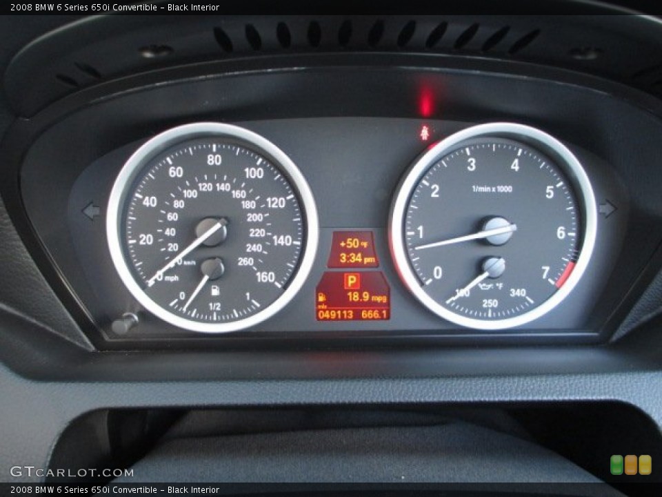 Black Interior Gauges for the 2008 BMW 6 Series 650i Convertible #75983013