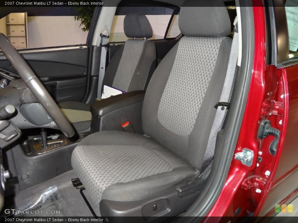 Ebony Black Interior Front Seat for the 2007 Chevrolet Malibu LT Sedan #75994206