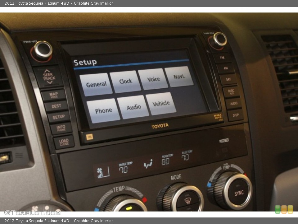 Graphite Gray Interior Controls for the 2012 Toyota Sequoia Platinum 4WD #76050562
