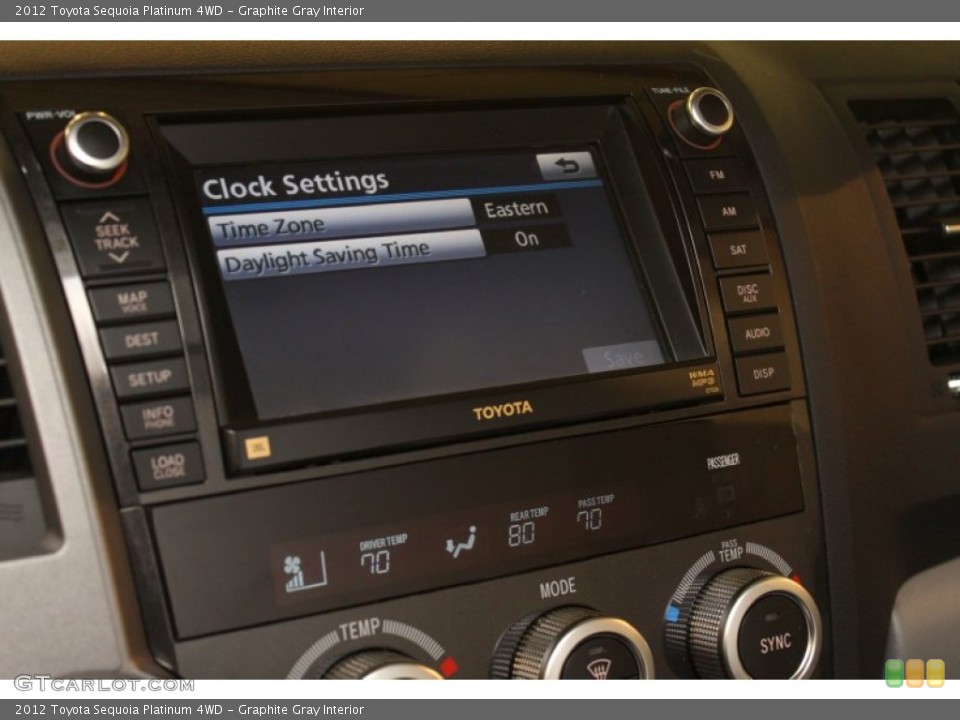 Graphite Gray Interior Controls for the 2012 Toyota Sequoia Platinum 4WD #76050597