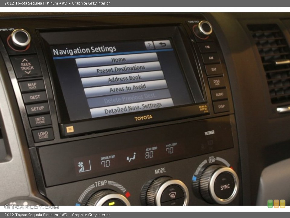 Graphite Gray Interior Controls for the 2012 Toyota Sequoia Platinum 4WD #76050631