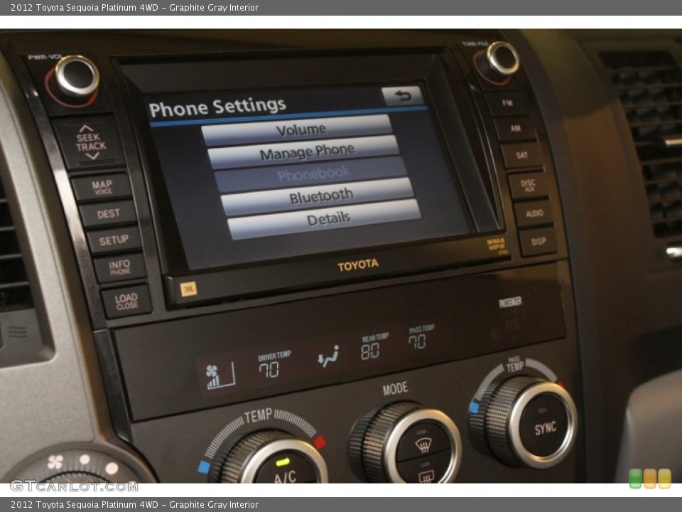 Graphite Gray Interior Controls for the 2012 Toyota Sequoia Platinum 4WD #76050645