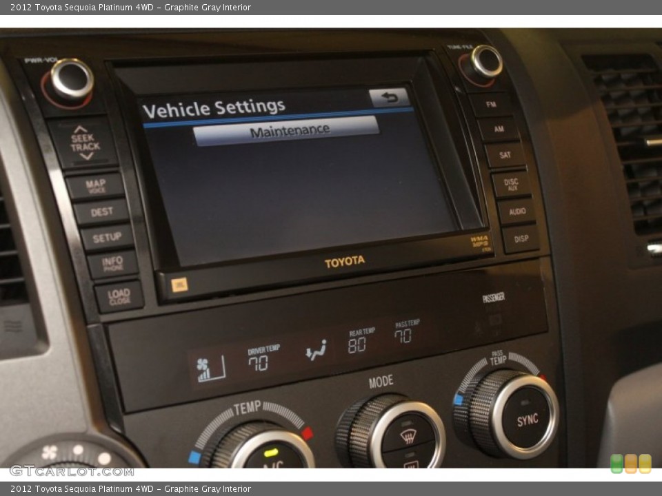 Graphite Gray Interior Controls for the 2012 Toyota Sequoia Platinum 4WD #76050679