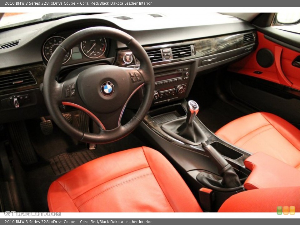 Coral Red/Black Dakota Leather Interior Photo for the 2010 BMW 3 Series 328i xDrive Coupe #76079729