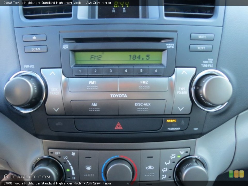 Ash Gray Interior Controls for the 2008 Toyota Highlander  #76081778