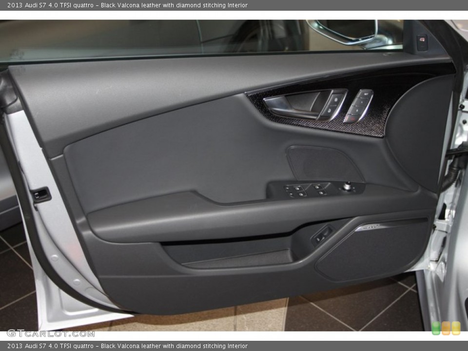 Black Valcona leather with diamond stitching Interior Door Panel for the 2013 Audi S7 4.0 TFSI quattro #76097882