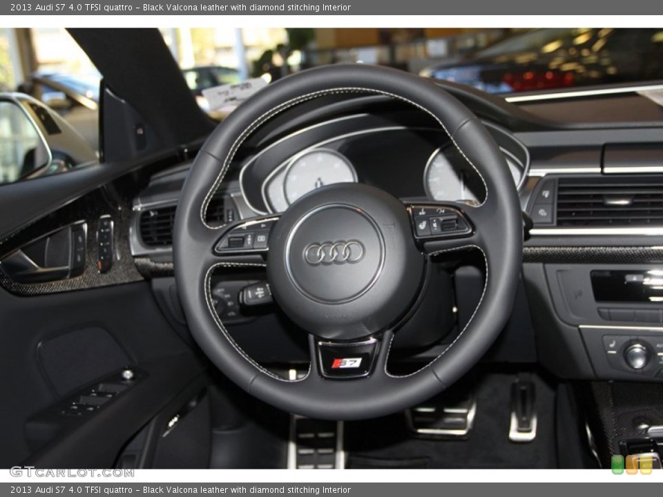 Black Valcona leather with diamond stitching Interior Steering Wheel for the 2013 Audi S7 4.0 TFSI quattro #76098080