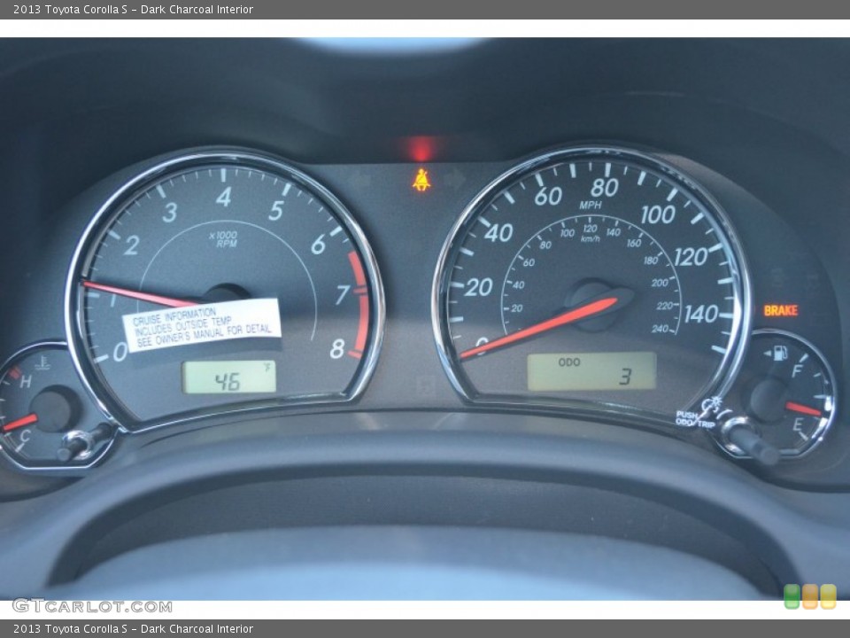 Dark Charcoal Interior Gauges for the 2013 Toyota Corolla S #76220106