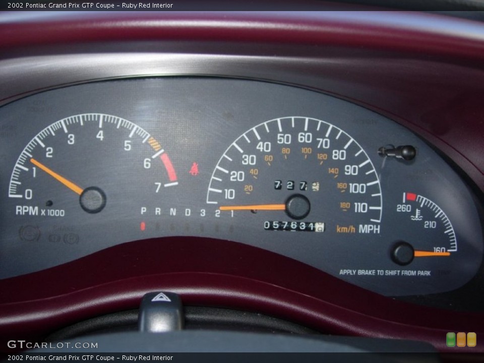 Ruby Red Interior Gauges for the 2002 Pontiac Grand Prix GTP Coupe #76230437