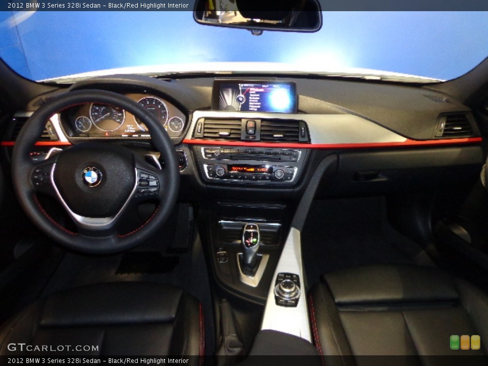 Black/Red Highlight Interior Dashboard for the 2012 BMW 3 Series 328i Sedan #76252401