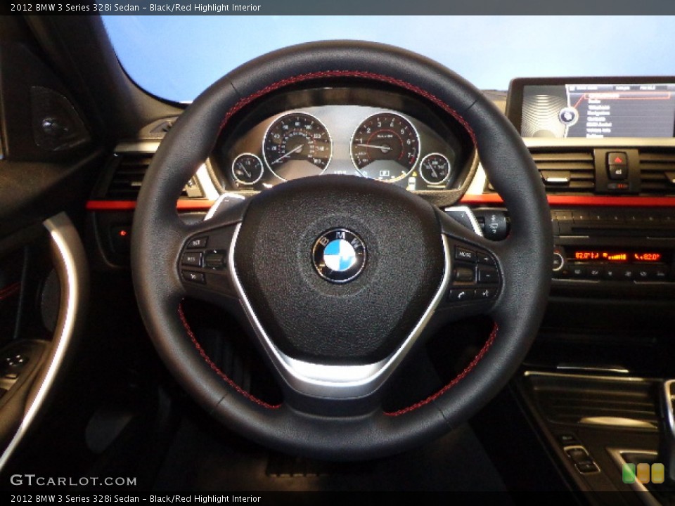 Black/Red Highlight Interior Steering Wheel for the 2012 BMW 3 Series 328i Sedan #76252532