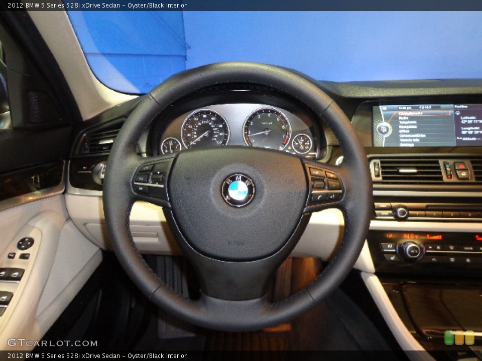 Oyster/Black Interior Steering Wheel for the 2012 BMW 5 Series 528i xDrive Sedan #76259045