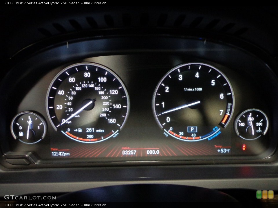 Black Interior Gauges for the 2012 BMW 7 Series ActiveHybrid 750i Sedan #76262384