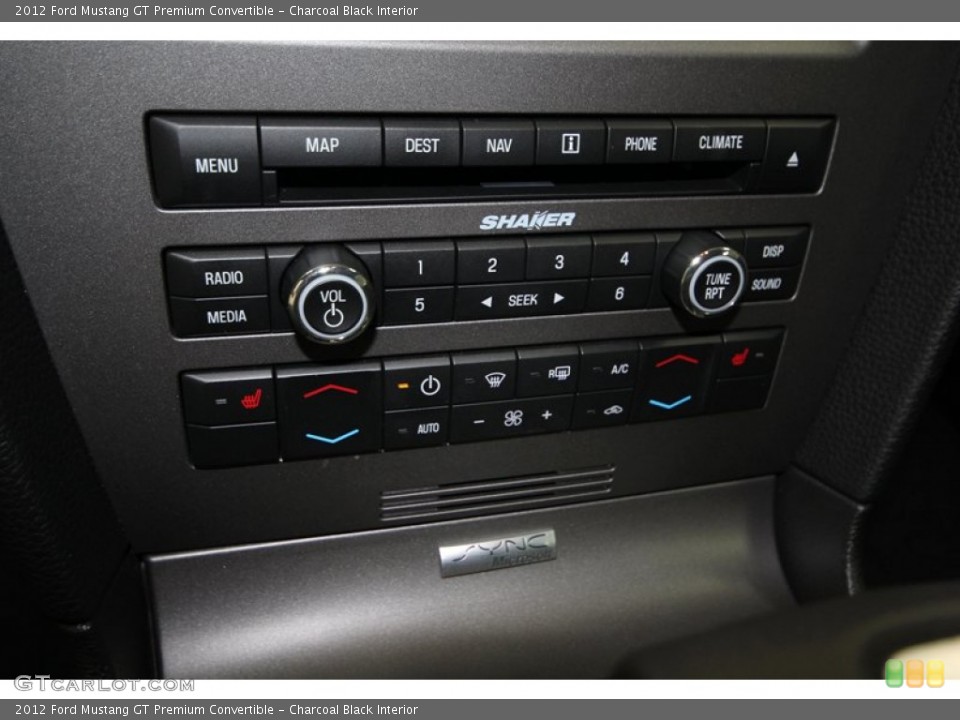 Charcoal Black Interior Controls for the 2012 Ford Mustang GT Premium Convertible #76263848