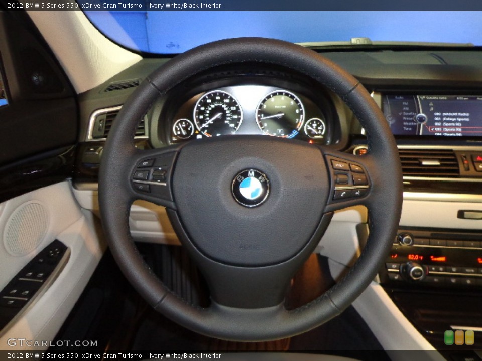 Ivory White/Black Interior Steering Wheel for the 2012 BMW 5 Series 550i xDrive Gran Turismo #76264101