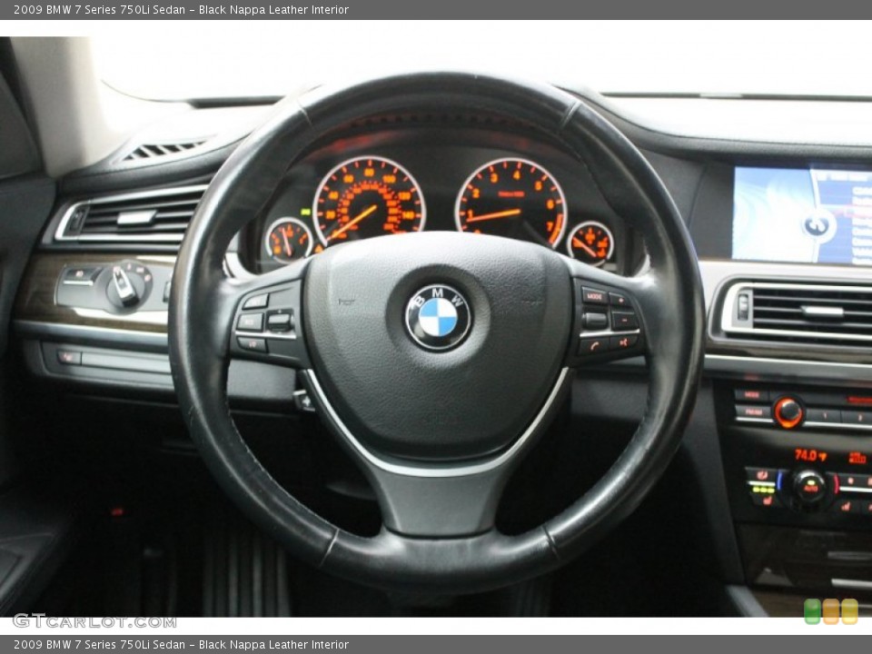 Black Nappa Leather Interior Steering Wheel for the 2009 BMW 7 Series 750Li Sedan #76276955