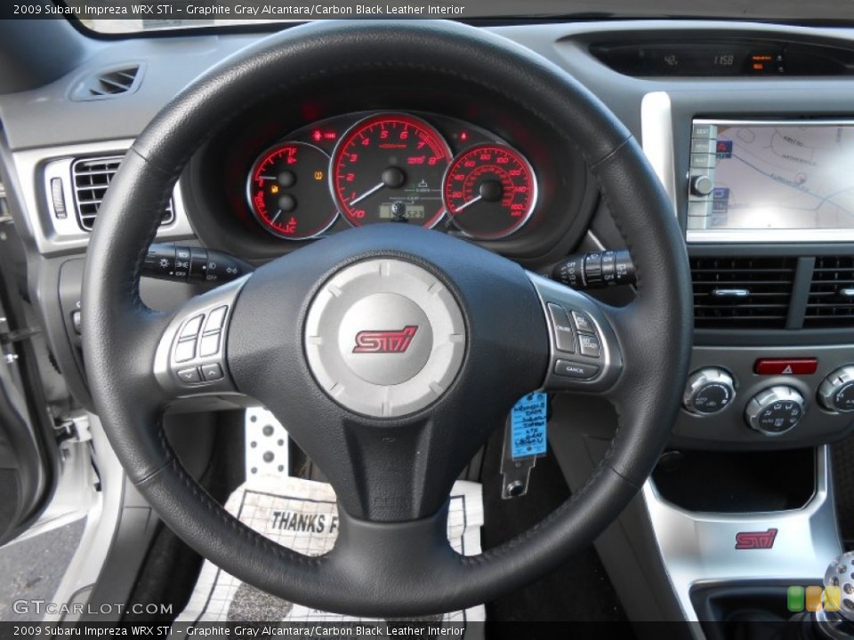 Graphite Gray Alcantara/Carbon Black Leather Interior Steering Wheel for the 2009 Subaru Impreza WRX STi #76301759