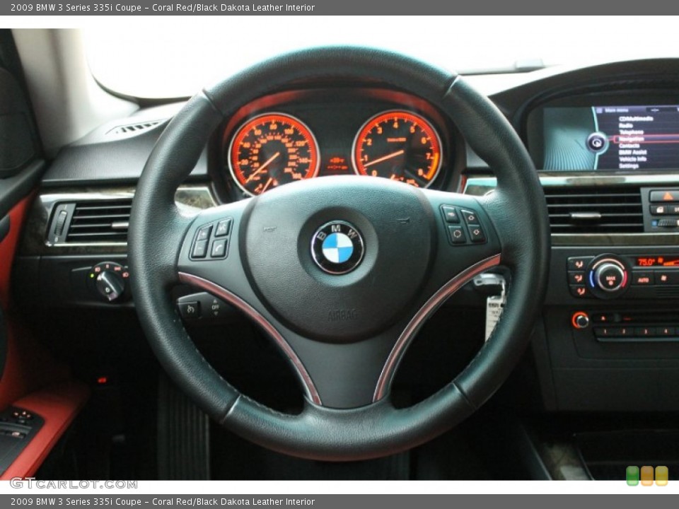 Coral Red/Black Dakota Leather Interior Steering Wheel for the 2009 BMW 3 Series 335i Coupe #76306376