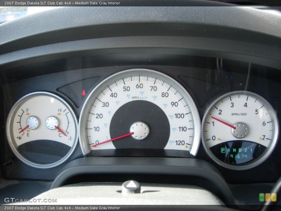Medium Slate Gray Interior Gauges for the 2007 Dodge Dakota SLT Club Cab 4x4 #76313094