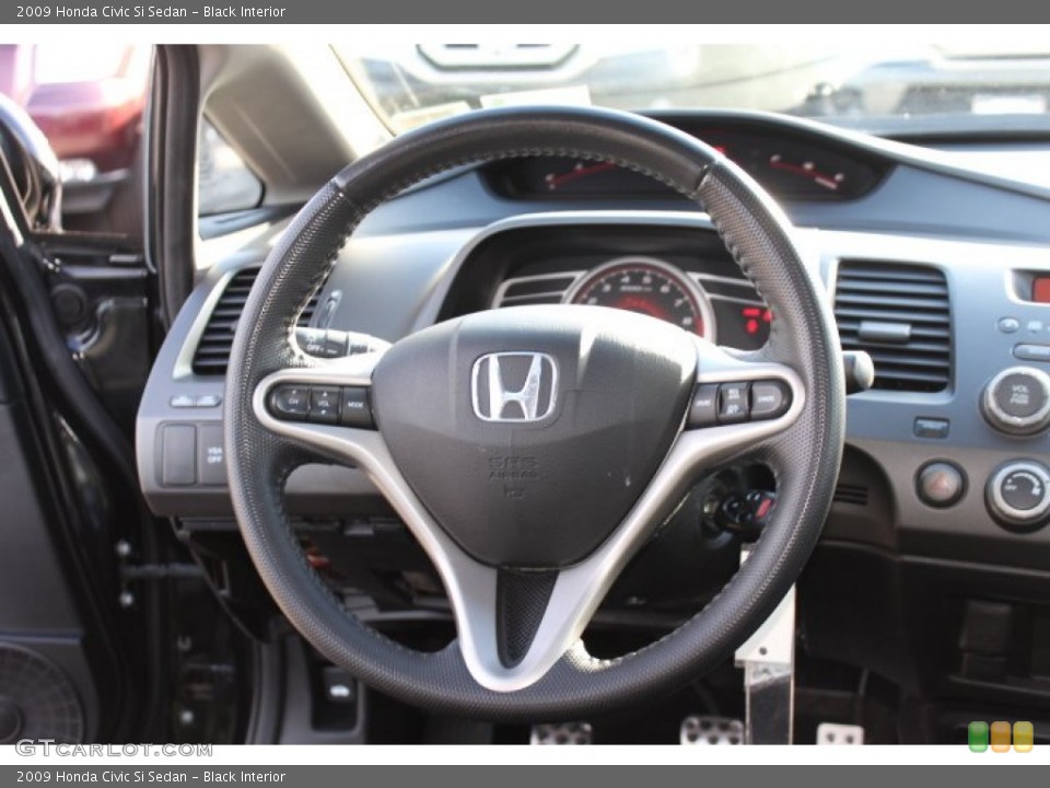 Black Interior Steering Wheel for the 2009 Honda Civic Si Sedan #76321891