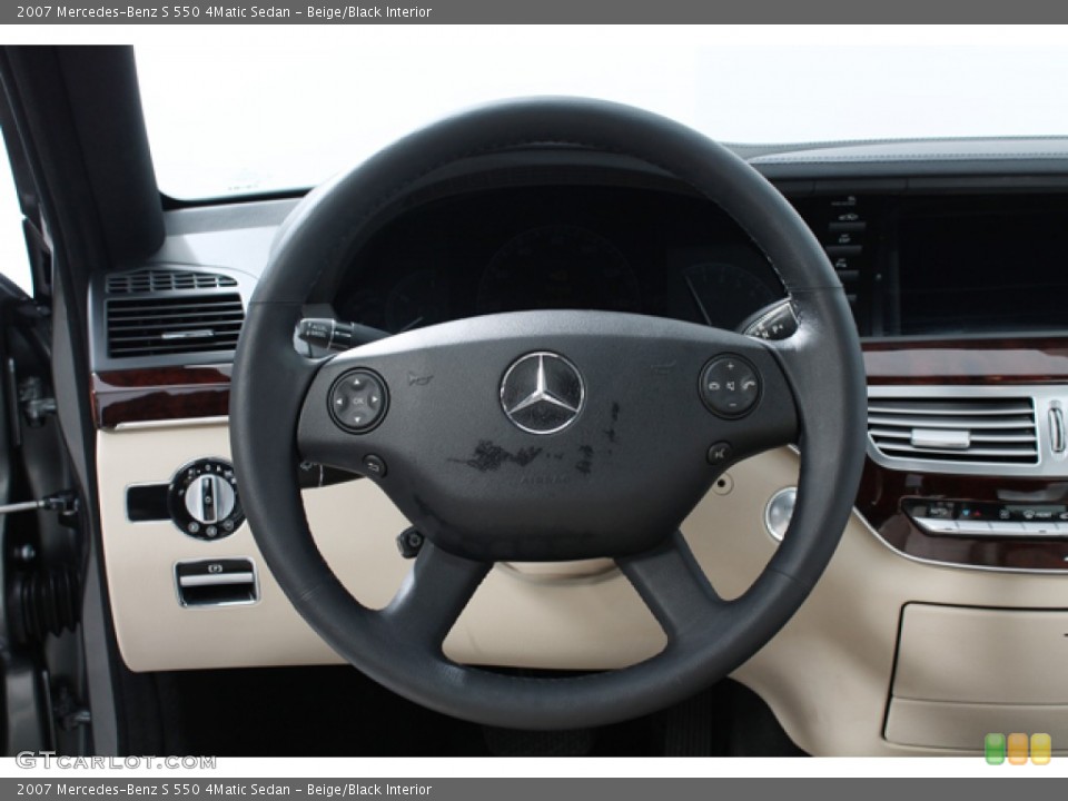 Beige/Black Interior Steering Wheel for the 2007 Mercedes-Benz S 550 4Matic Sedan #76327959