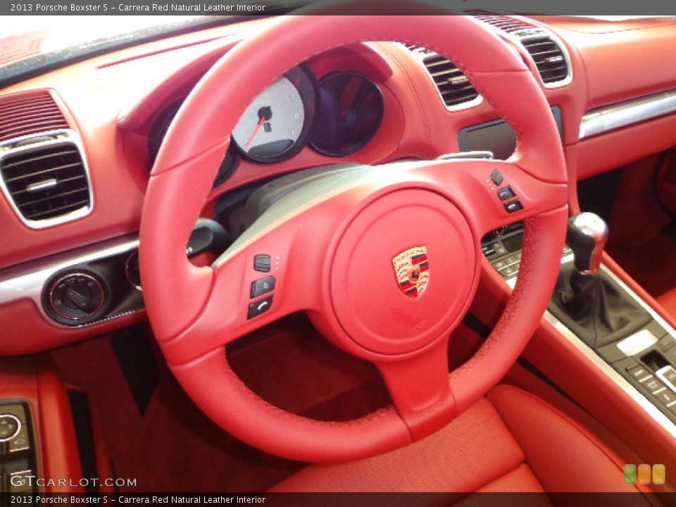 Carrera Red Natural Leather Interior Steering Wheel for the 2013 Porsche Boxster S #76329521