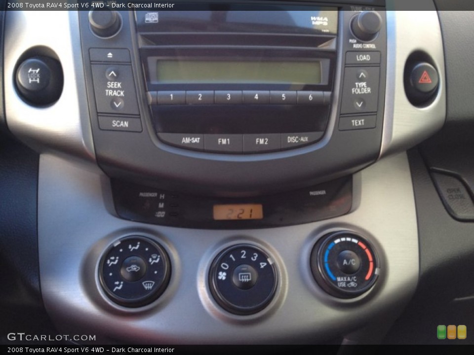Dark Charcoal Interior Controls for the 2008 Toyota RAV4 Sport V6 4WD #76341142