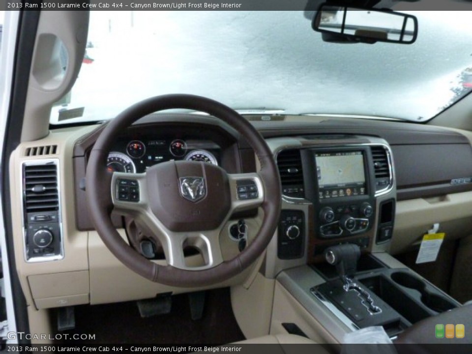 Canyon Brown/Light Frost Beige Interior Dashboard for the 2013 Ram 1500 Laramie Crew Cab 4x4 #76342531