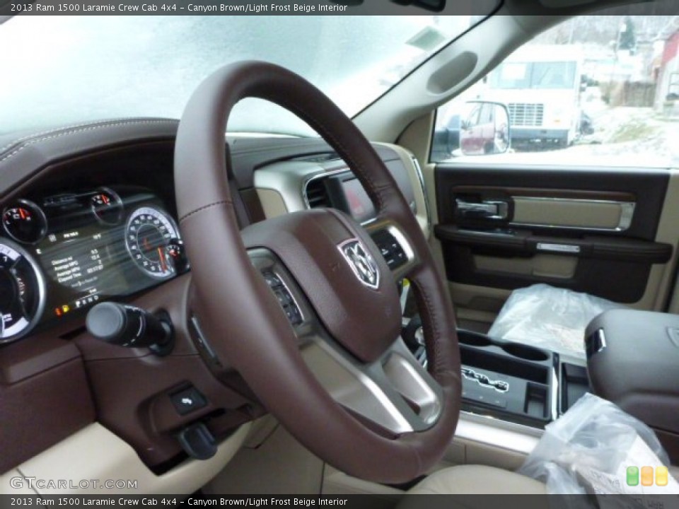 Canyon Brown/Light Frost Beige Interior Steering Wheel for the 2013 Ram 1500 Laramie Crew Cab 4x4 #76342585